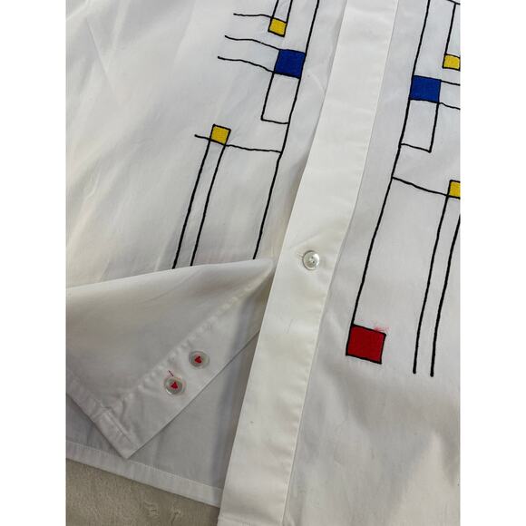 Vintage Van Laack Soire White Long Sleeve Button Up Embroidered Men Shirt 16/41 - Picture 7 of 10